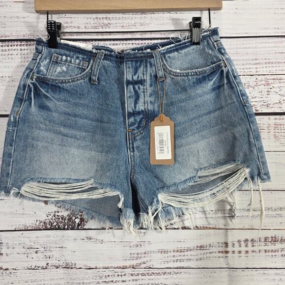 Flying Monkey NWT Distressed High Rise Cutoff Denim Short Women's Size 25 - Picture 1 of 4